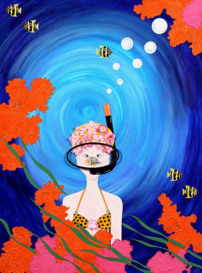 Scuba Diva、2008（紙にアクリル） 作： Jenny Barnard