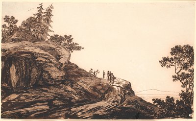道に人やロバがいる山の風景 作： Jens Juel