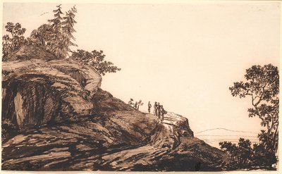道に人やロバがいる山の風景 作： Jens Juel