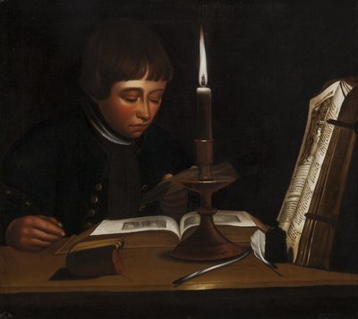 人工光で読書する少年 作： Jens Juel