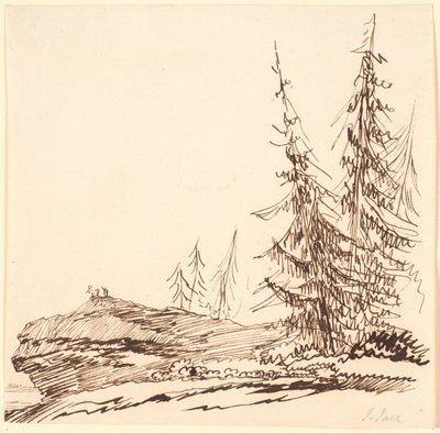 モミの木のある岩の露頭 作： Jens Juel
