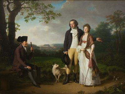 ニールスライベルクと息子のヨハンクリスチャンおよび義理の娘エンゲルケ、ファルベ、1797年 作： Jens Juel