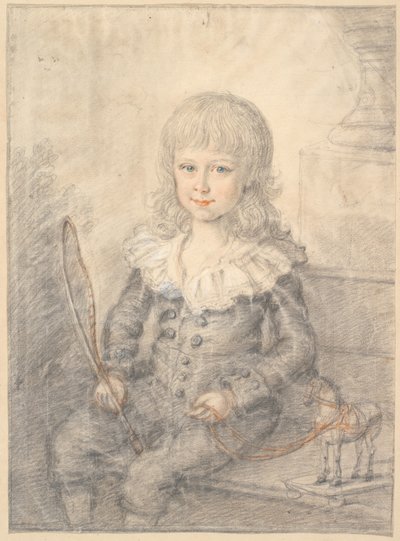 おもちゃの馬を持つ少年の肖像画 作： Jens Juel