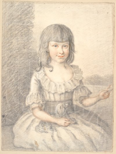 犬と少女の肖像画 作： Jens Juel