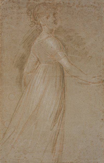 若い女の子の習作、半分後ろから、右腕を伸ばしている 作： Jens Juel