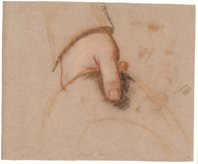 Ryberg家の肖像画の研究。 帽子を持つヨハン・クリスティアン・リベリの左手 作： Jens Juel