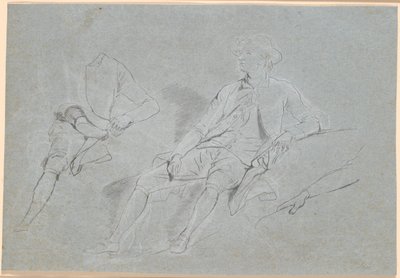 戸外に座っている紳士のレリーフ肖像画の下書き 作： Jens Juel