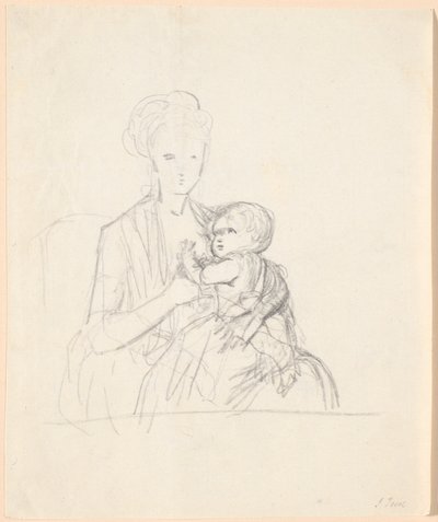 ソフィー・マグダレン・レーベン伯爵夫人、旧姓フォン・クァレンと長男、1784年生まれの肖像画の草案 作： Jens Juel