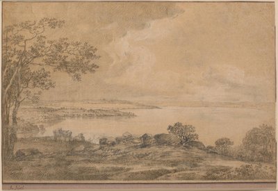 Plejelt から見た Esrum 湖から Fredensborg に向かう景色 作： Jens Juel