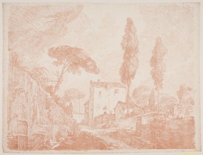 木と家のあるイタリアの幻想的な風景 作： Jens Petersen Lund