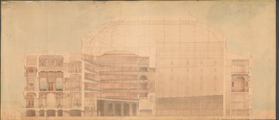 王室 劇場 1874. 縦断セクション 作： Jens Vilhelm Dahlerup
