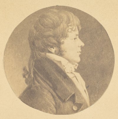 1862年、聖メミン肖像画コレクションより、横顔の若い男性のメゾチント肖像画。 作： Jeremiah Gurney