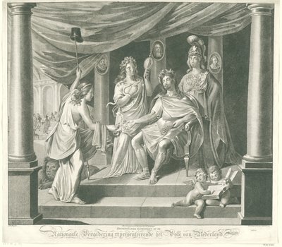 国民議会の比喩、1796 年 オランダ国民を代表する国会での象徴的なアートプリント (オブジェクトのタイトル) 作： Jeremias Snoek