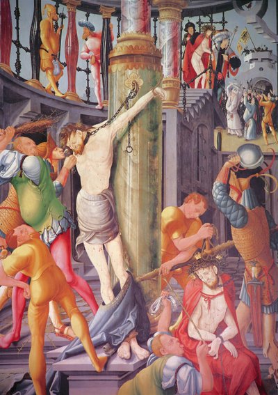 ヘレンベルクの祭壇画からのキリストのあざけり、1521年 作： Jerg Ratgeb