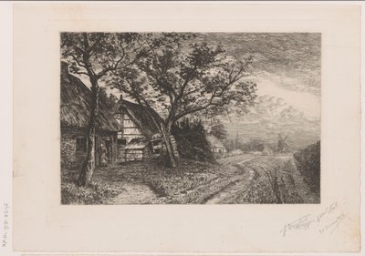農場と工場のある風景 作： Jerôme Tuyttens (signed by artist)