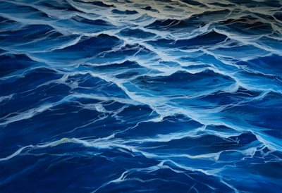 青い海、2020年（紙にテンペラ） 作： ジェローム・グロモー
