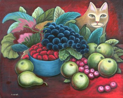 猫と果物 作： Jerzy Marek