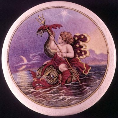 ジェシーオースティンによって海のニンフで描かれたプラットウェアポットの蓋（1806-79）、1850年頃 作： Jesse Austin