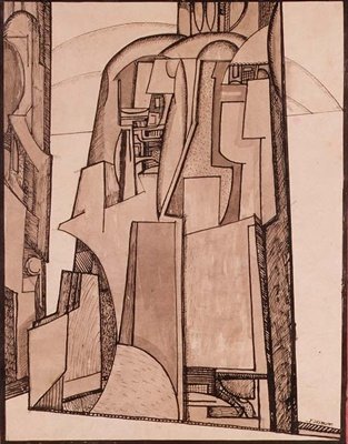 風景、1914年頃（ペンとインク） 作： Jessica Desmott
