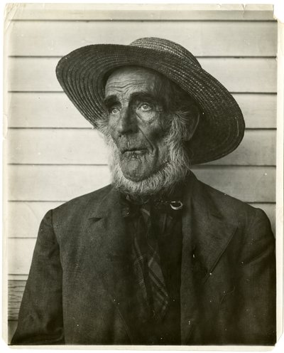 麦わら帽子をかぶった老人、1905-40年頃（ゼラチンシルバー写真 作： Jessie Tarbox Beals