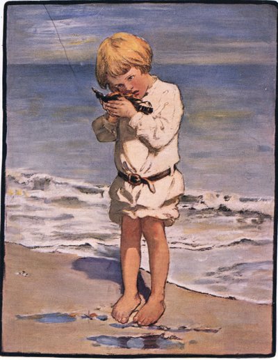ビリー・ボーイズが翼を負傷したカモメを発見 (色リソ) 作： Jessie Willcox Smith
