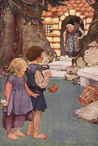 ヘンゼルとグレーテル（カラーリトグラフ） 作： Jessie Willcox Smith