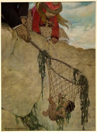 彼はネットが非常に重く感じた.The Water Babies by Charles Kingsley のパブ. 1916年（カラーリソ） 作： Jessie Willcox Smith
