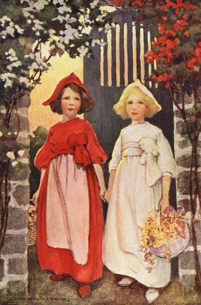 白雪姫とローズレッド（カラーリトグラフ） 作： Jessie Willcox Smith