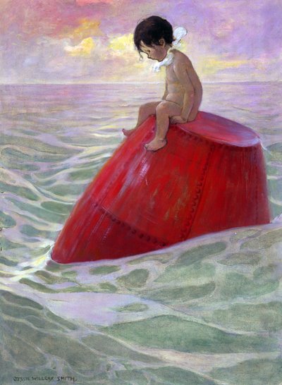 トムはブイの上に座って長い日々を過ごした 作： Jessie Willcox Smith