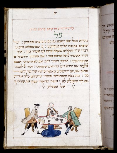 祈りの書（12,7 x 8,8 cm）バンベグ1773年。ネオ（新月の日）のための祈りの終わりに - スイス、バーゼルのユダヤ人博物館。 作： Jewish School