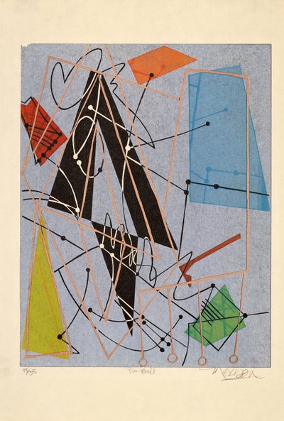 ピンボール、2015年（木版画） 作： Jim Monson