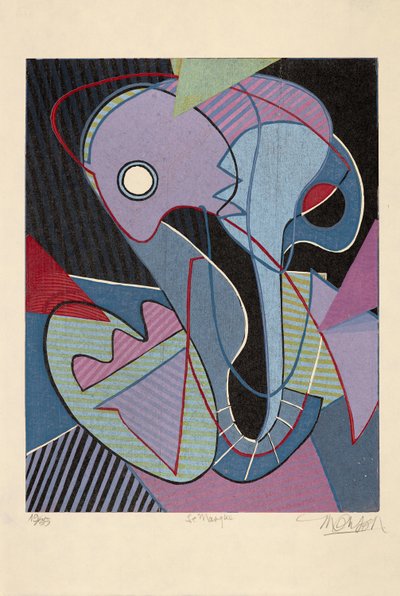 マスク、2019年（木版画） 作： Jim Monson