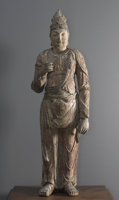 立っている菩薩、12〜13王朝（ジェッソとポリクロームの桐材） 作： Jin Dynasty Chinese School