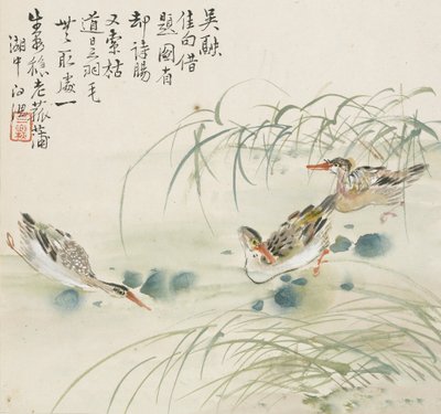 プールで泳ぐ3羽のアヒル 1857年 作： Jin Yuan