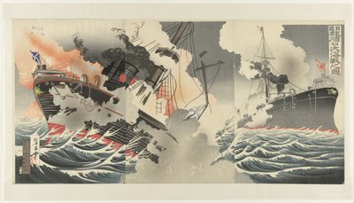 旅順港入口での大海戦 日郎良順子大開戦の図 作： Jinsai Rosetsu