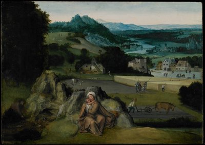 エジプトへの逃避の休息（奇跡の小麦畑）c.1518-24（パネルに油彩） 作： Joachim (workshop of) Patinir