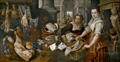 スペイン語  Cristo en casa de Marta y María マルタとマリアの家にいるキリスト 作： ヨアヒム・ブーケラール