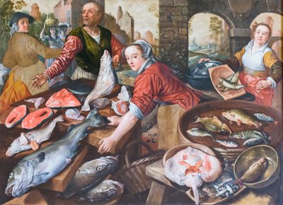 市場広場、ヨアヒム・ベウケラー (キャンバスに油彩) 作： Joachim Beuckelaer
