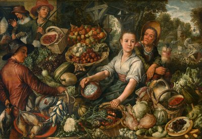 ベジタブルマーケット（パネルに油彩） 作： Joachim Beuckelaer