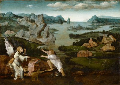 トビアスと天使のいる風景 作： Joachim Patenier