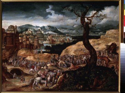 ""The Passion of Christ"" (キリストの受難) カルバリーへの登り。 Joachim Patinier (または Patiner または Patinir) による絵画 (1480-1524 年頃) 16 世紀のプーシキン美術館、モスクワ 作： Joachim Patinir