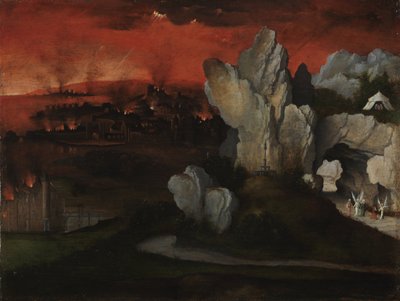 ソドムとゴモラの破壊のある風景、c。 1520 作： Joachim Patinir