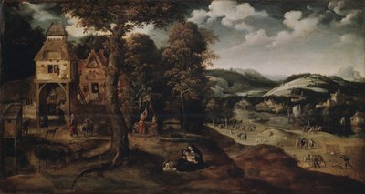 エジプトへの飛行のある風景、1524年頃 作： Joachim Patinir