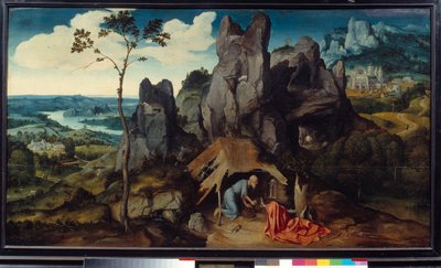 ヨアヒム・パティニール（1485-1524）の「砂漠の聖ジェローム」の絵 作： Joachim Patinir