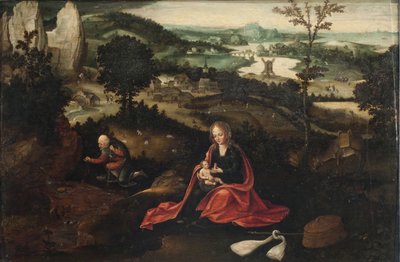 エジプトへの逃避行における休息（油彩・パネル） 作： Joachim Patinir