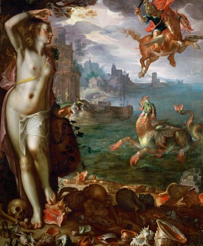 アンドロメダを解放するペルセウス 作： Joachim Wtewael or Utewael