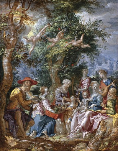 聖人と天使のいる聖家族 作： Joachim Wtewael or Utewael