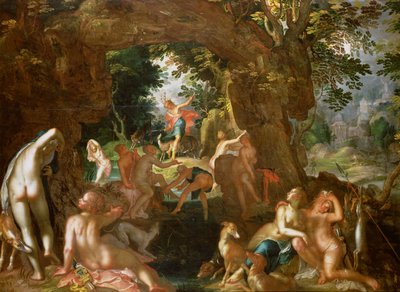 Diana and Actaeon、1607（パネル） 作： Joachim Wtewael or Utewael
