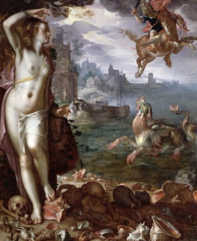 アンドロメダを救うペルセウス 作： Joachim Wtewael or Utewael