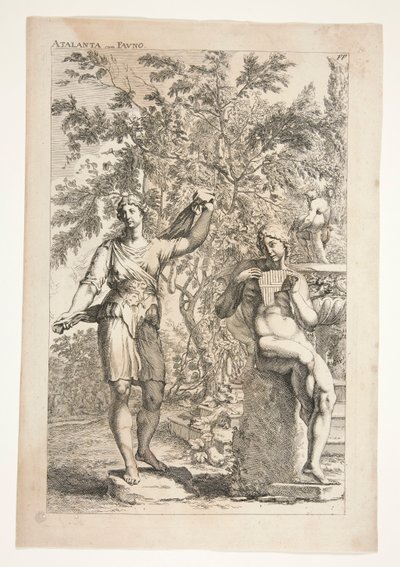 アタランテと牧神、古代彫刻の賞賛より 作： Joachim von Sandrart